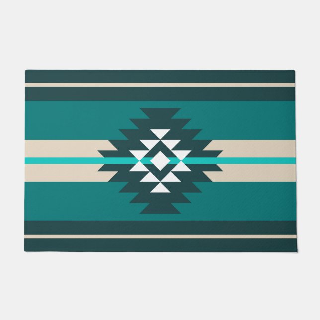 Tapete Design asteca de cor turquesa (Frente)