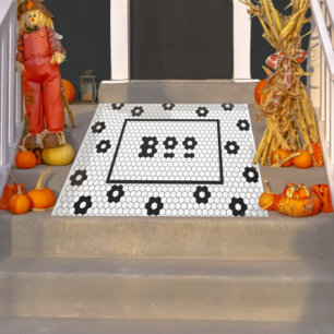 Tapete Design Azulejo preto-e-branco do Halloween do Boo 