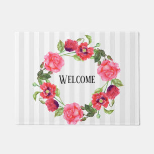 Tapete Design das flores vermelhas e rosa das aquarelas