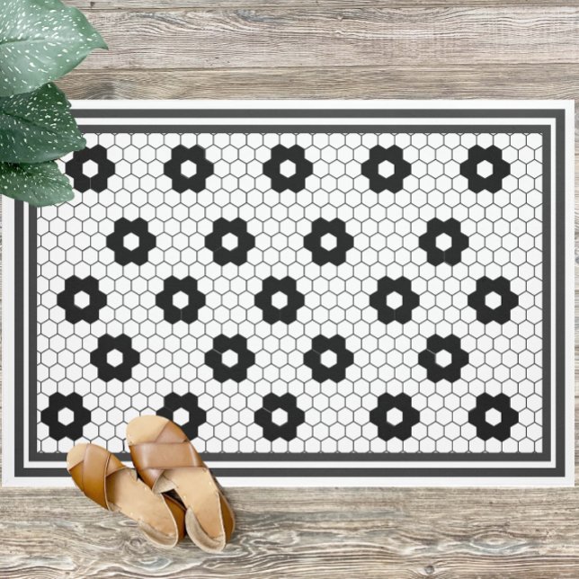 Tapete Design de Azulejo clássico preto e branco (Criador carregado)