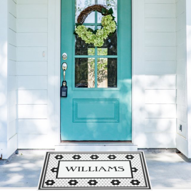 Tapete Design de Azulejo preto e branco sobrenome persona (Criador carregado)