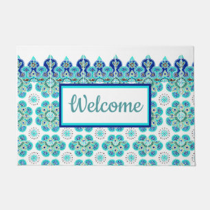 Tapete Design de azulejo Turquoise&azul de porta de boas-