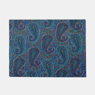 Tapete Design de Damasco de Arte Gráfico de Paisley Azul