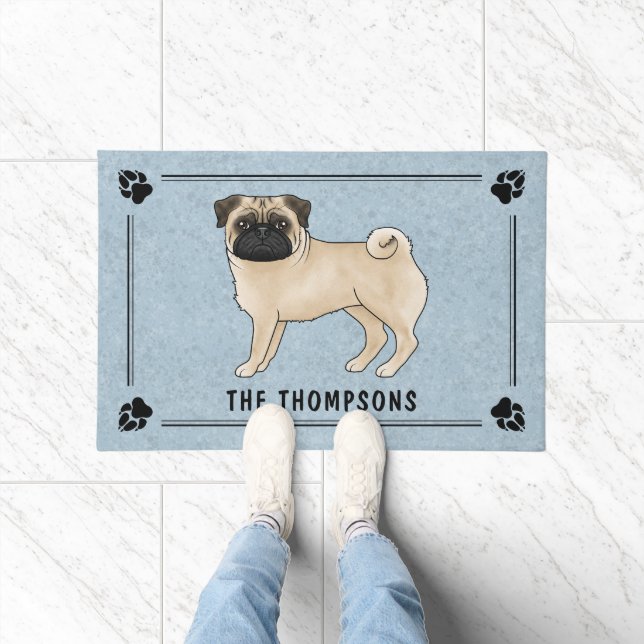 Tapete Design de desenho animado de pug corça fofo com no (Interior)