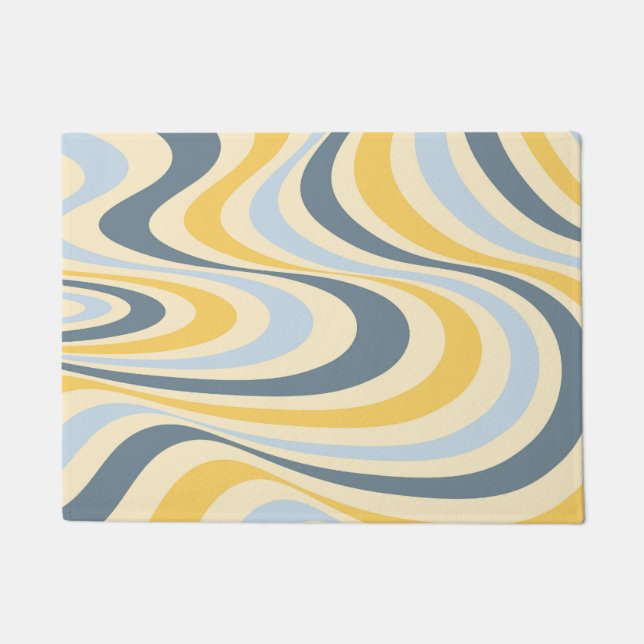 Tapete Design de espiral abstrato amarelo e azul (Frente)