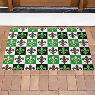 Tapete Design de Fleur-de-lis, branco-verde, com verifica