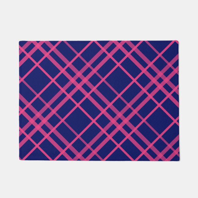 Tapete Design de Listras Xadrez Rosa Sobre Azul (Frente)