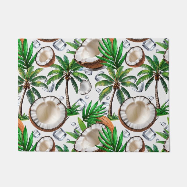 Tapete Design de Padrão Tropical de Árvore de Coco (Frente)