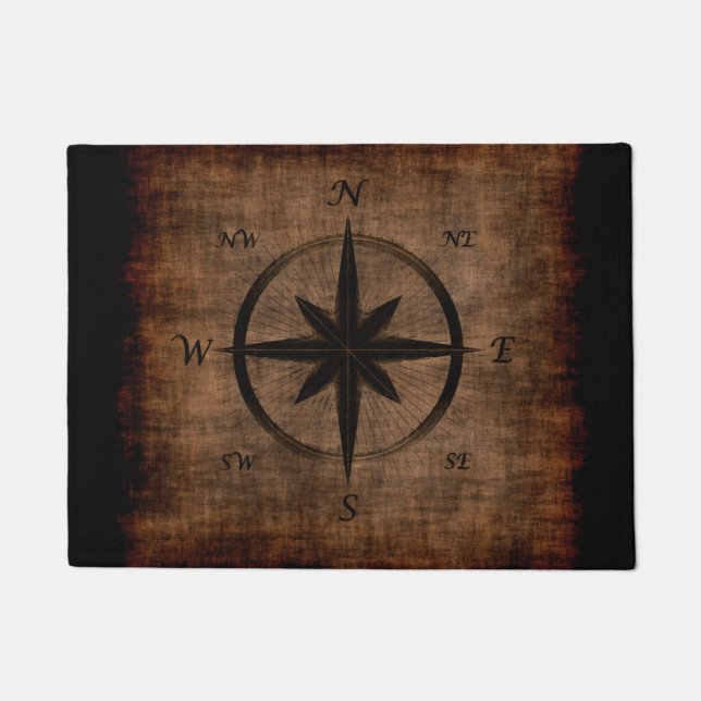 Tapete Design de Rosa de Compass Antigo Nostálgico (Frente)
