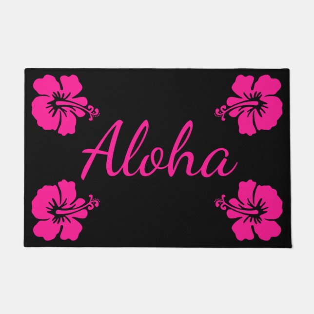 Tapete Design de texto rosa original ALOHA Hibiscus (Frente)