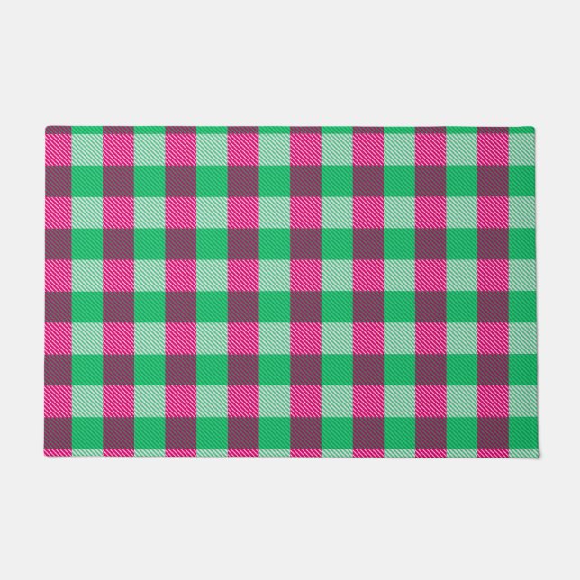 Tapete Design de Verificação de Gingham Verde Rosa (Frente)