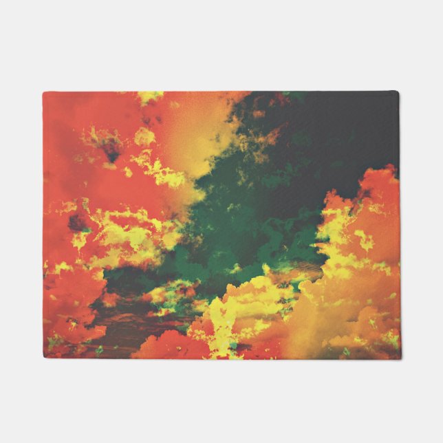 Tapete Design digital abstrato de nuvem vermelha verde (Frente)