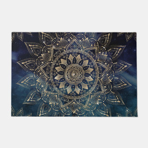 Tapete Design Elegante Dourado da Galáxia Azul de Mandal