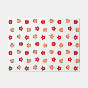 Tapete Design Flor Branca e Vermelho Branco