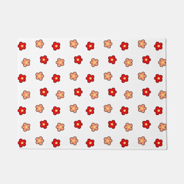 Tapete Design Flor Branca e Vermelho Branco (Frente)