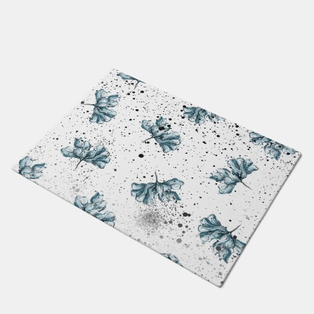 Tapete Design Floral azul de aço elegante (Inclinado)