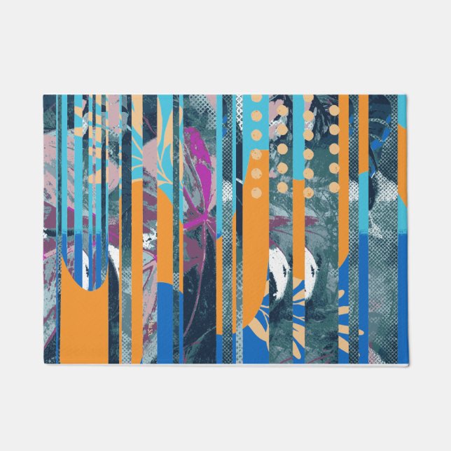 Tapete Design floral e geométrico coloridas vibrantes (Frente)