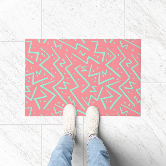 Tapete Design Psicodélico Retro Rosa e Verde (Interior)