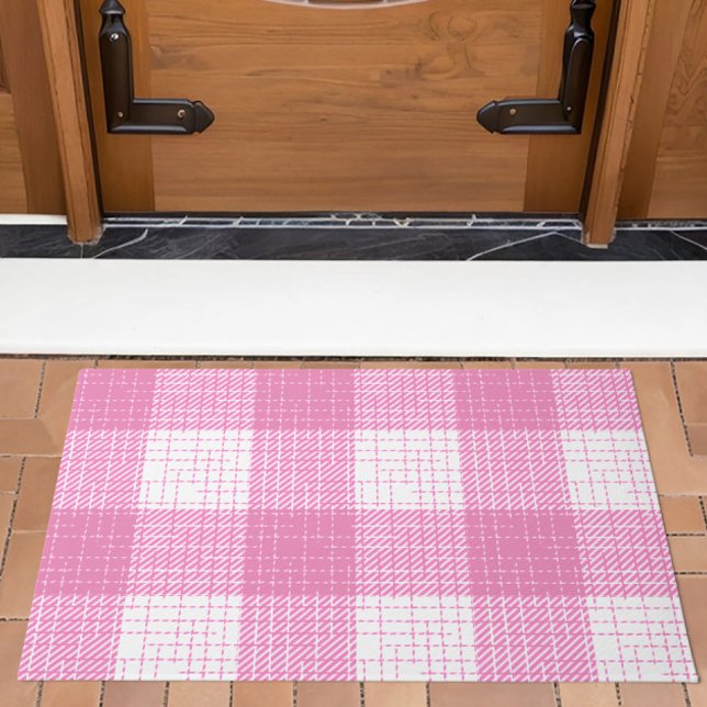Tapete Design Xadrez Quadriculado em Rosa e Branco em Neg (Criador carregado)