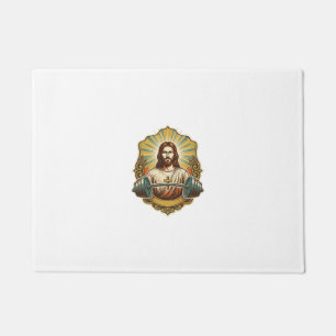 Tapete Determinado Jesus Haltere de Ferro Pesado Levantam