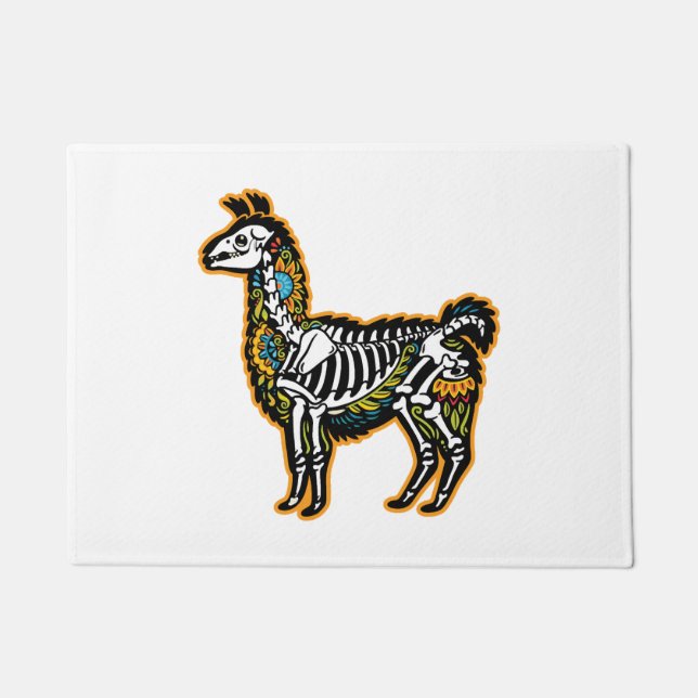 Tapete Dia de as Bruxas engraçado Llama Skeleton - (Frente)