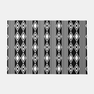 Tapete Diamantes Boho Strips Preto Branco