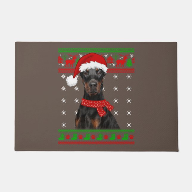 Tapete Doberman Dog Ugly Sweater Christmas Puppy Dog Love (Frente)