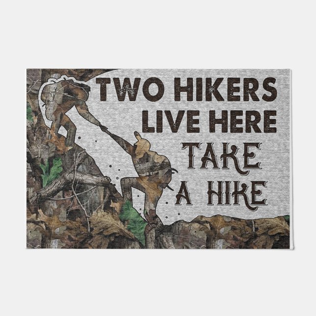 Tapete Dois Hikers Vivem Aqui Mat, Levem Um Caminho (Frente)