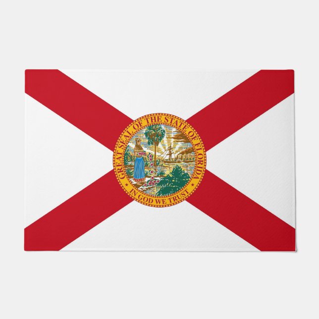 Tapete Door Mat com Flag of Florida State, EUA (Frente)