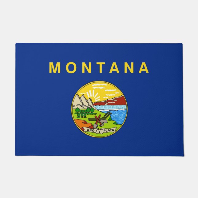 Tapete Door Mat com Flag of Montana State, EUA (Frente)
