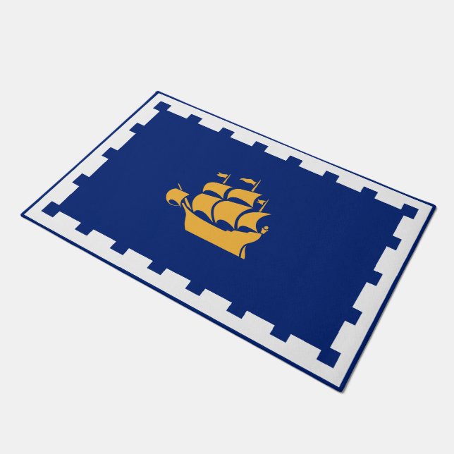 Tapete Door Mat with Flag of Quebec City, Canada (Inclinado)