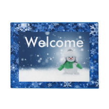 Doormat amigável feliz do boneco de neve