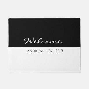 Tapete Doormat bem-vindo preto e branco elegante