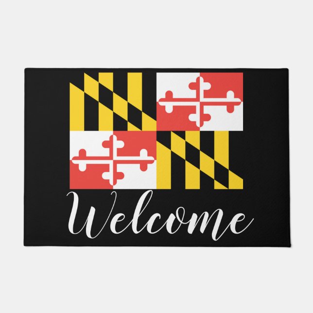 Tapete Doormat da boa vinda da bandeira de Maryland (Frente)