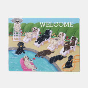 Tapete Doormat da pintura de Labradors do partido da