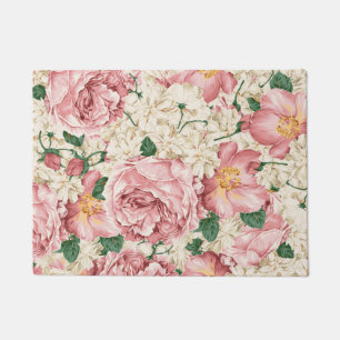 Tapete Doormat das peônias e dos Hydrangeas do vintage