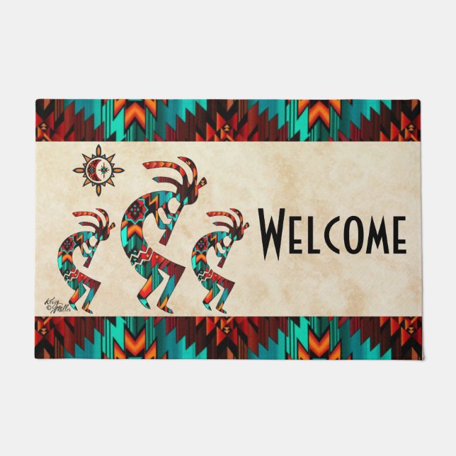 Tapete Doormat de boas-vindas ao Kokopelli (Frente)