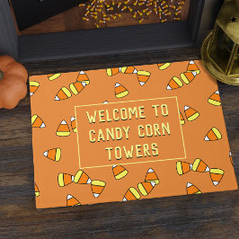Tapete Doormat de boas-vindas do Halloween Candy Corn