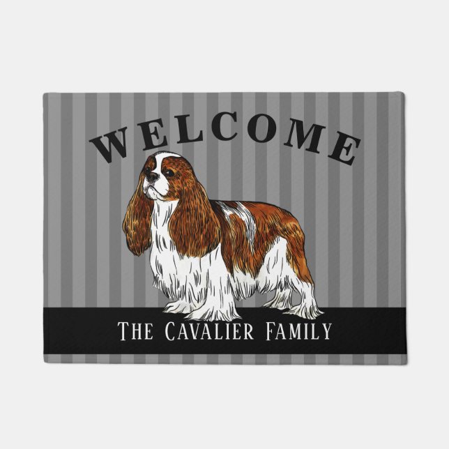 Tapete Doormat descuidado do Spaniel de rei Charles (Frente)