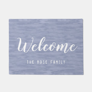 Tapete Doormat desvanecido da boa vinda do azul