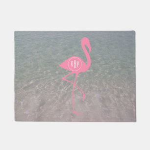 Tapete Doormat do flamingo do rosa do monograma da água