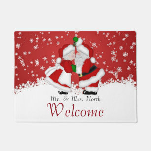 Tapete Doormat do Natal do papai noel do visco