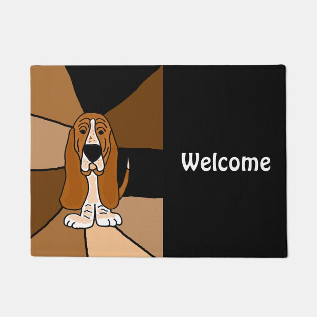 Tapete Doormat engraçado da boa vinda do cão de Basset (Frente)