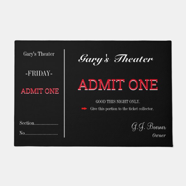 Tapete Doormat Home Movie Theater Ticket Room (Frente)