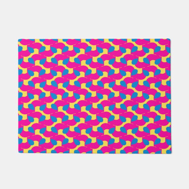 Tapete Doormat magenta, azul e amarelo (Frente)
