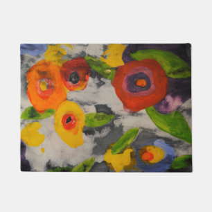 Tapete Doormat moderno colorido corajoso das flores de