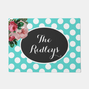 Tapete Doormat personalizado floral e da cerceta das
