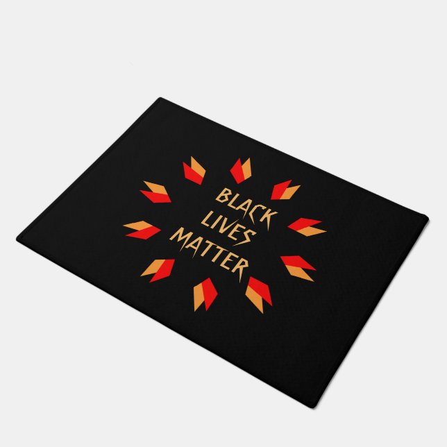 Tapete Doormat preto da matéria das vidas (Inclinado)