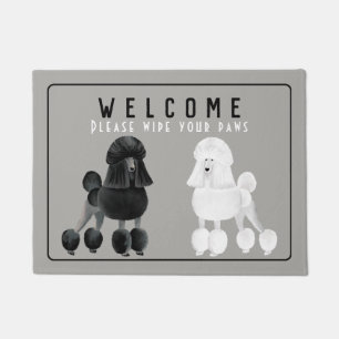 Tapete Doormat preto e branco customizável da caniche