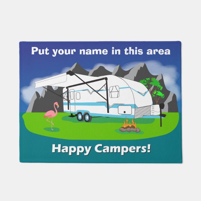 Tapete Doormat retro do reboque, cerceta, eixo duplo, 18" (Frente)